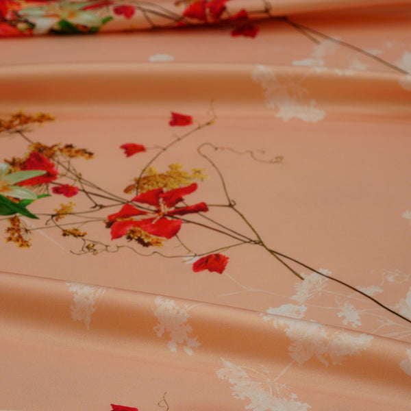 Silk Printed   حرير مشجر Floral design 03
